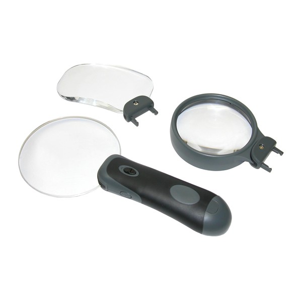 Carson LED Remove-A-Lens magnifying glass set with 3 lenses