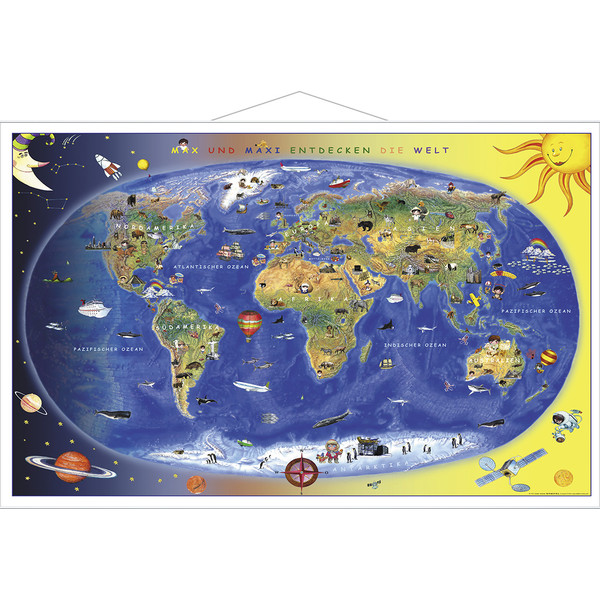 Stiefel Childrens map Max und Maxi entdecken die Welt (92 x 59 cm)