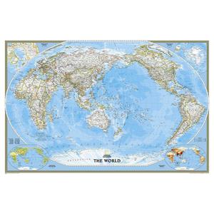 Mappemonde National Geographic Carte politique mondiale centrée sur le Pacifique