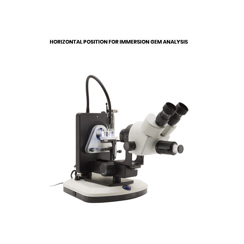 Optika OPTIGEM-2 gemological trinocular stereo zoom microscope, tiltable stand