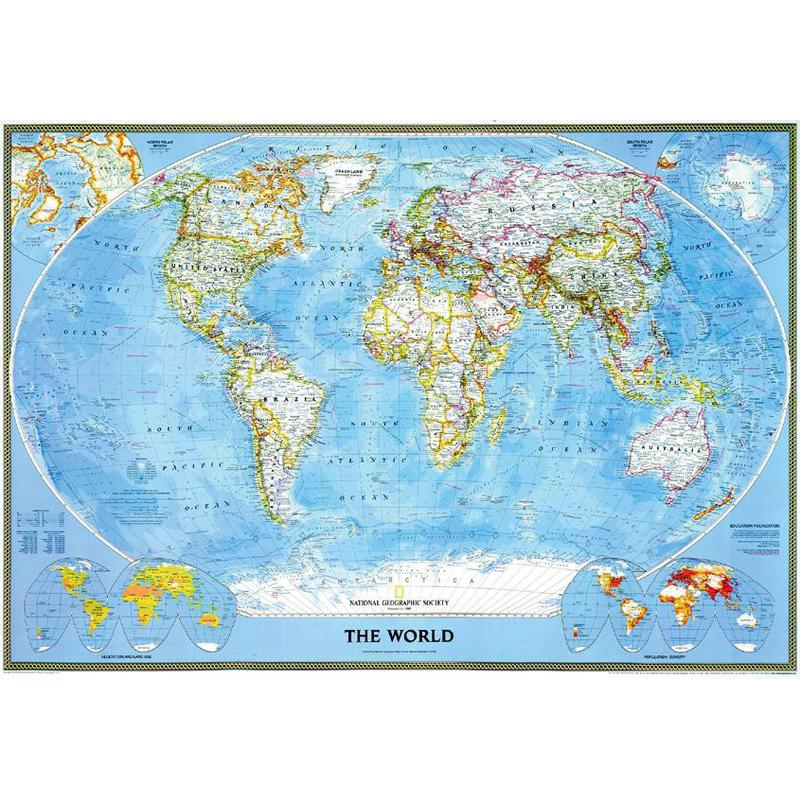 National Geographic Classical political map of the world, large