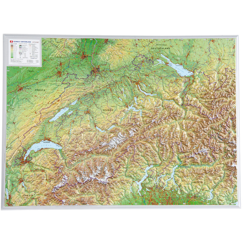 Georelief Large 3D relief map of Switzerland (in German)