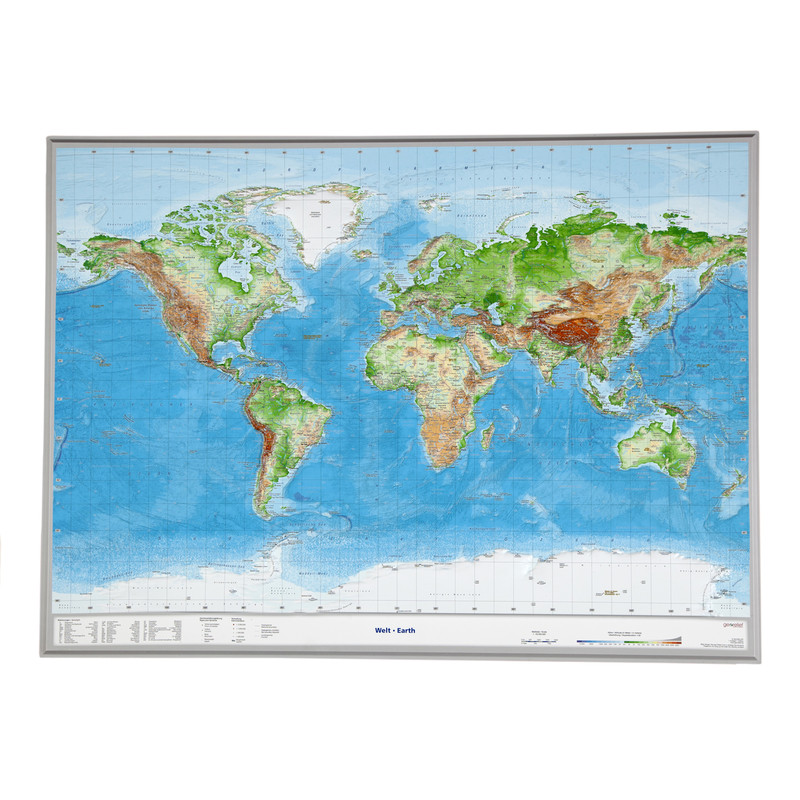 Georelief Large 3D relief map of the world (in German)