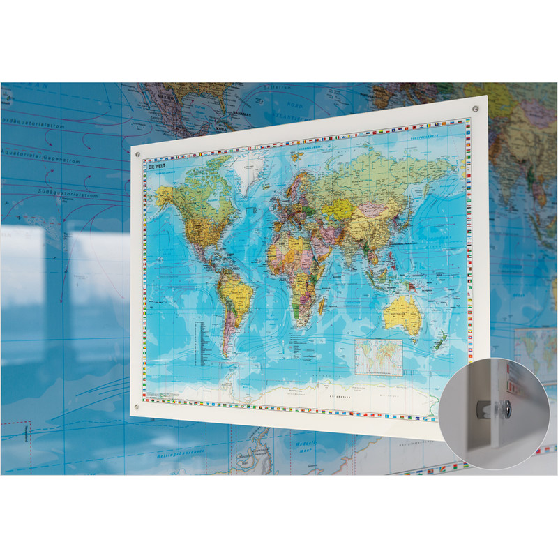 Stiefel World map on acrylic glass (in German)