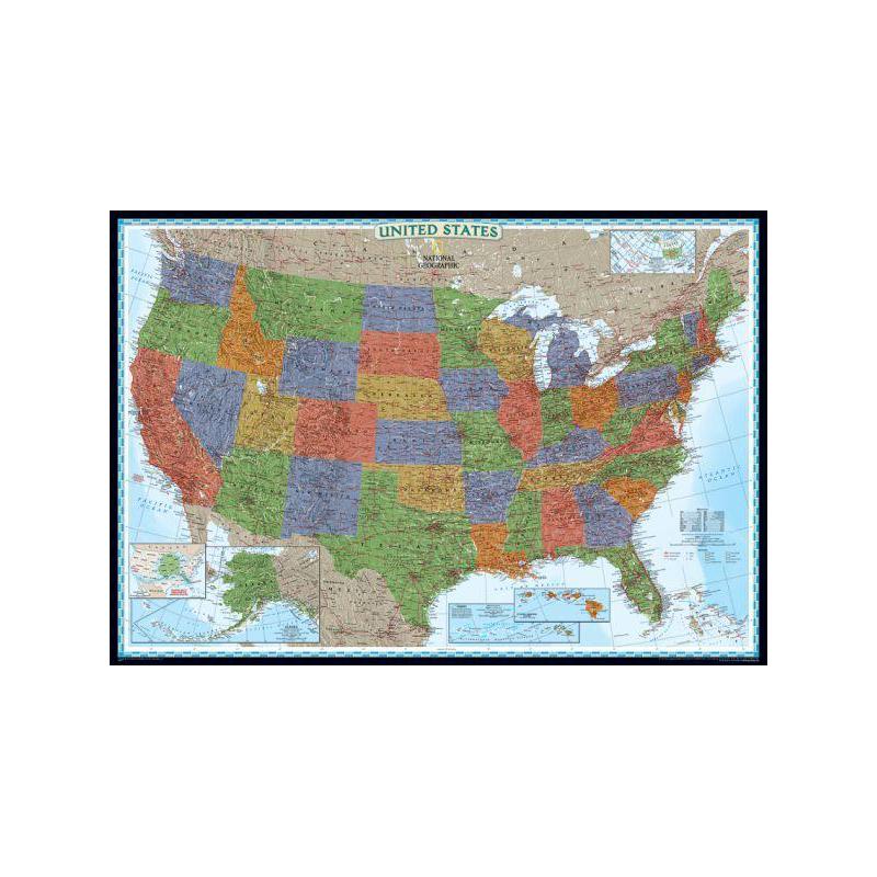 National Geographic The decorative USA map politically