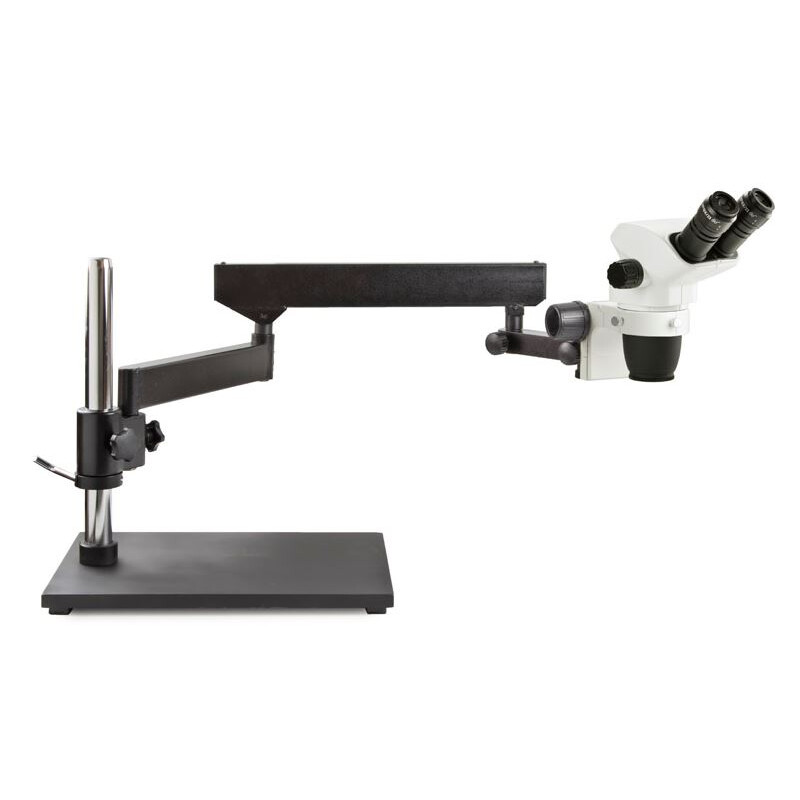Euromex Stereo zoom microscope NZ.1902-A, 6.7x to 45x with articulated stand, base plate, w.o.illumination, bino