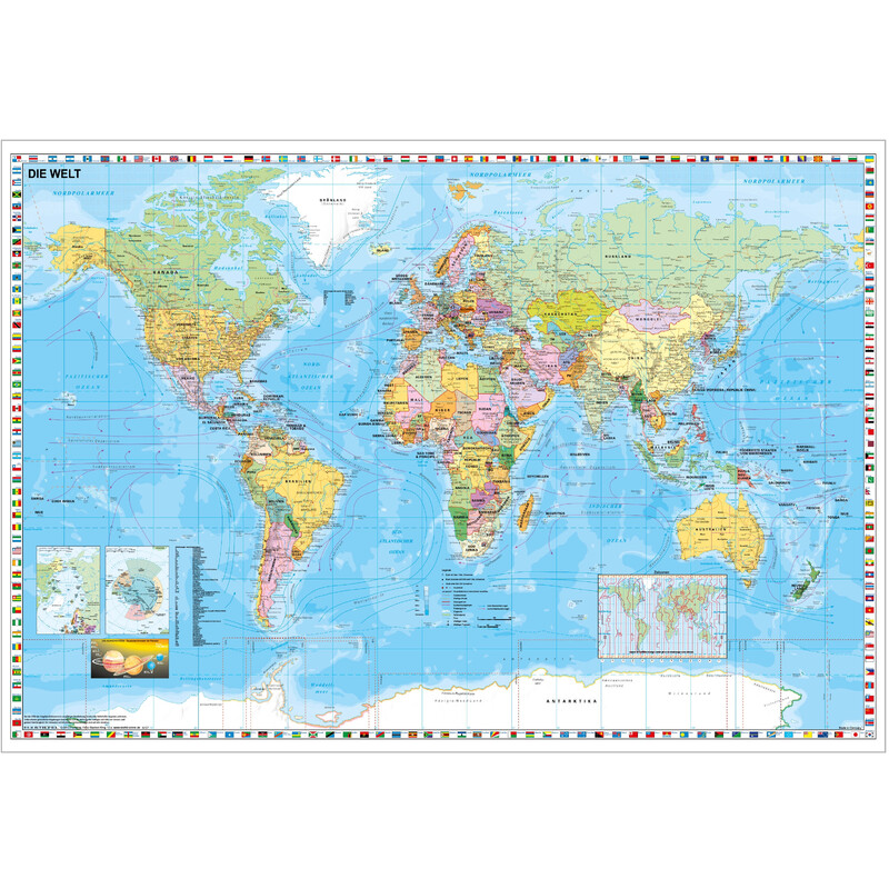 Stiefel World map on board for pinning to, also magnetic