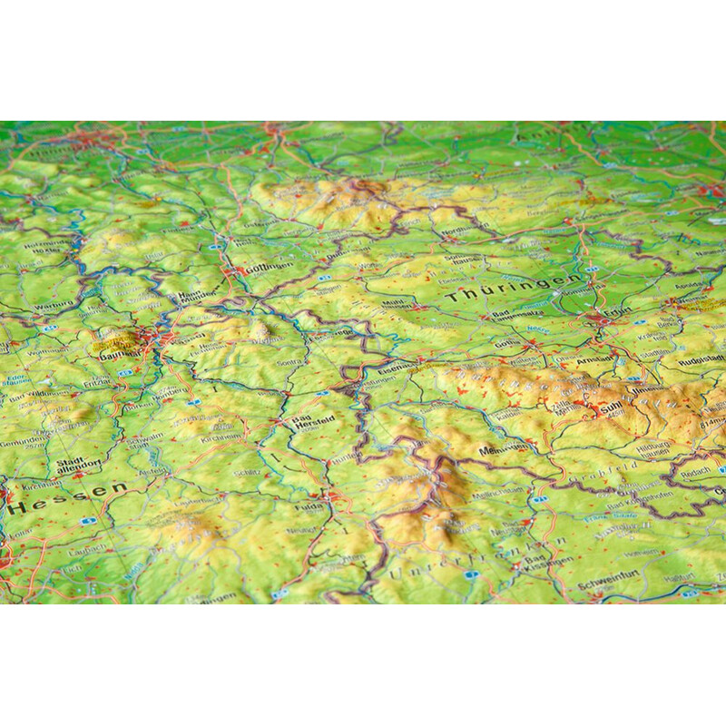 Georelief Large 3D relief map of Germany with wooden frame (in German)