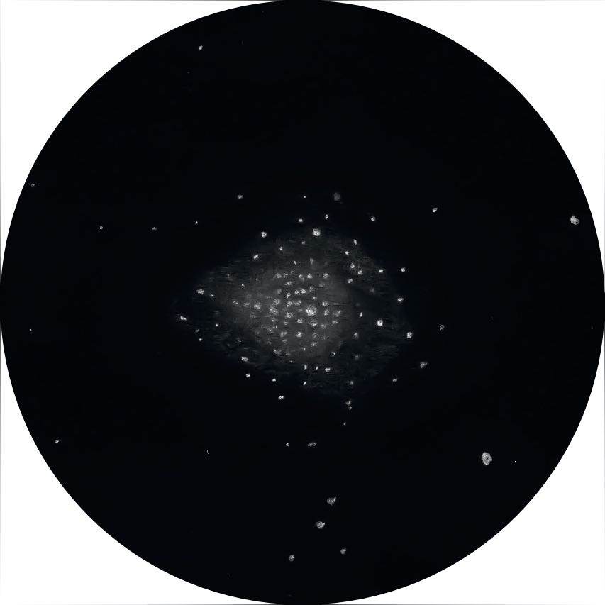 Drawing of Messier 71 produced with a 14-inch Newtonian at 114 times magnification. Oliver Stein
