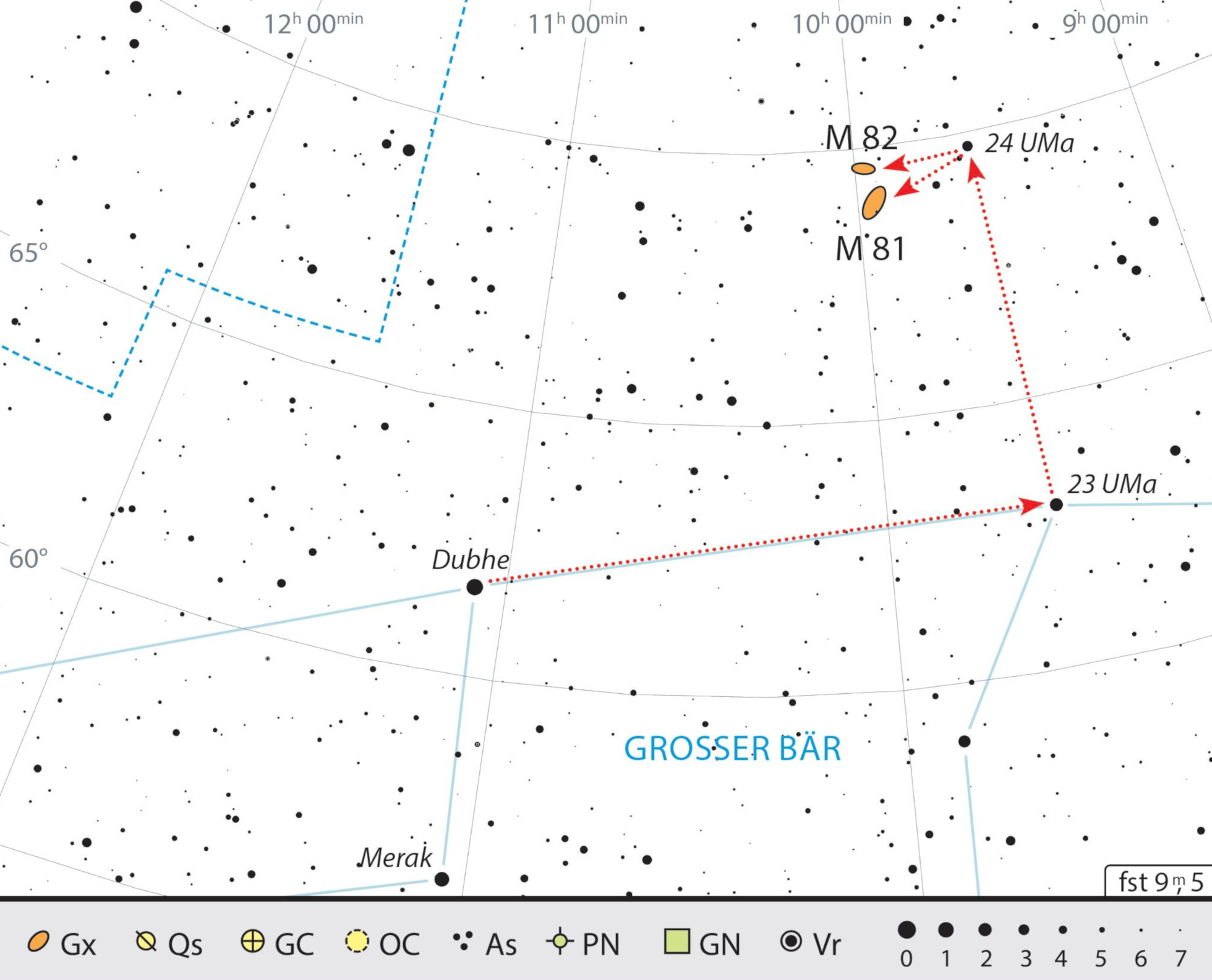 Finding chart of M81 and M82 in the constellation of Ursa Major. J. Scholten