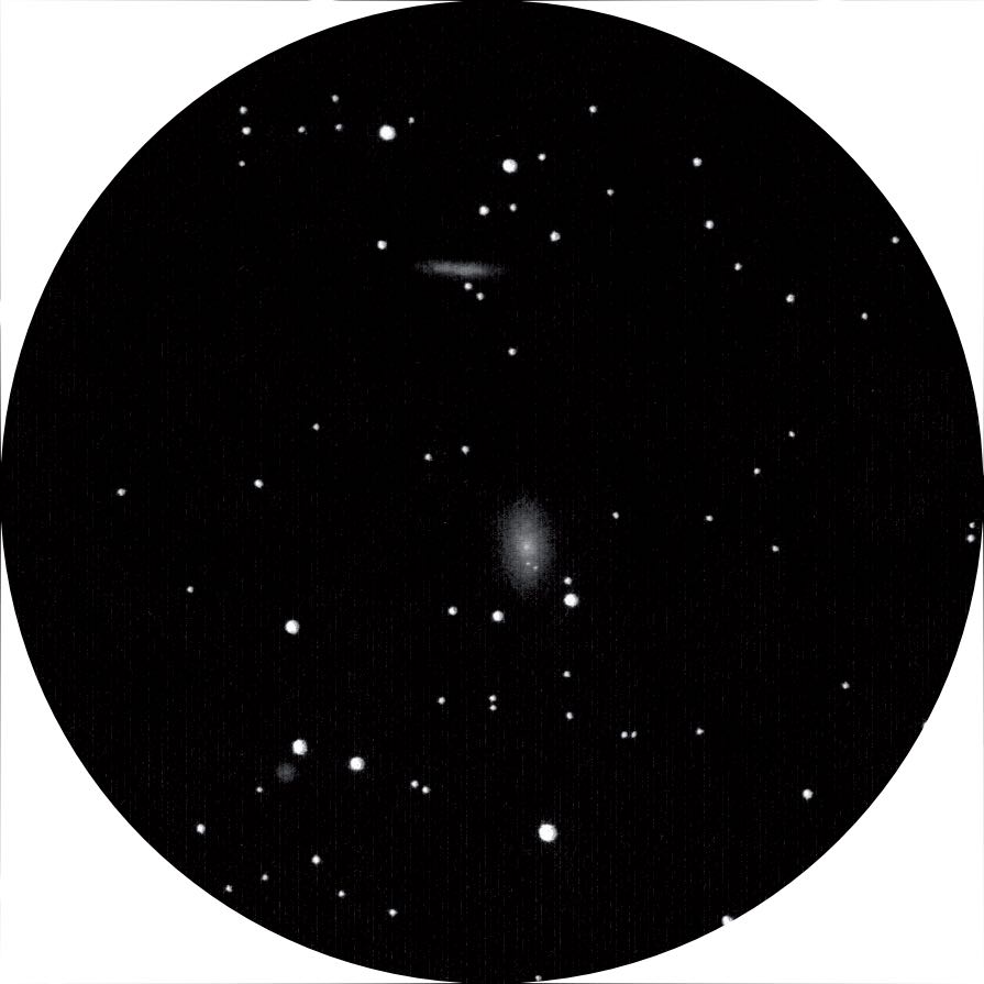 Drawing of M81 and M82 taken using a 4-inch Dobsonian at 16× magnification. Peter Kiss