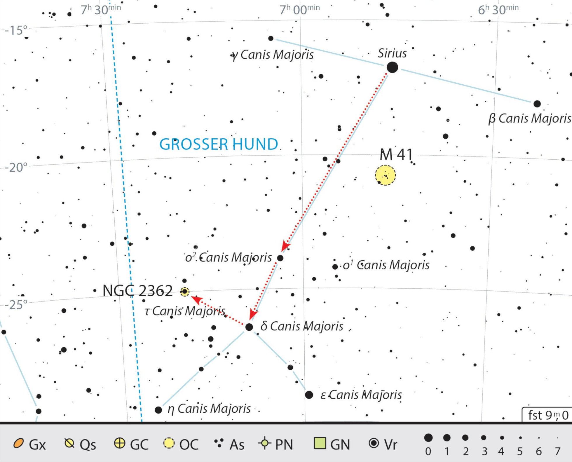 Finding chart of the Tau Canis Majoris cluster in the constellation of Canis Major. J. Scholten