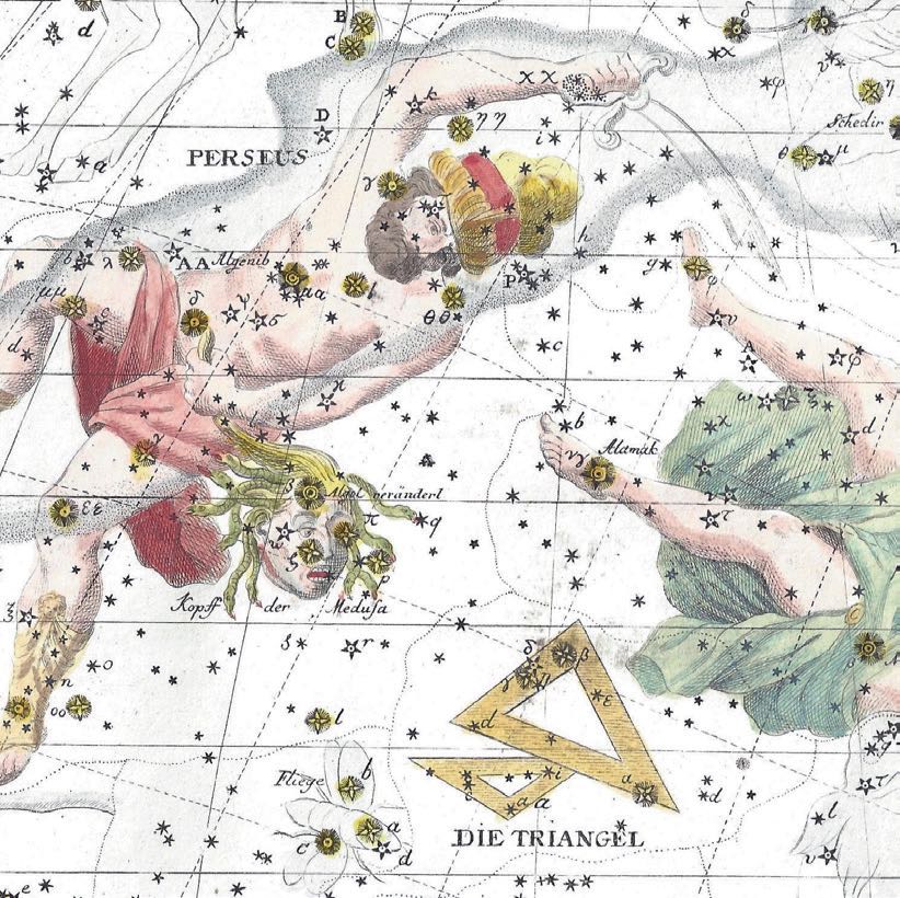 Algol in plate III of Bode's star atlas (Vorstellung 
der Gestirne), 2nd edition 1805. K-P. Julius