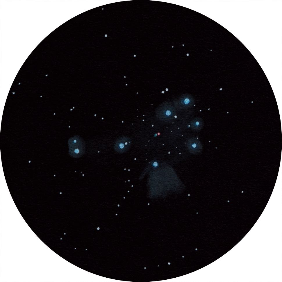 Drawing of the Pleiades through 20×125 binoculars. Uwe Glahn
