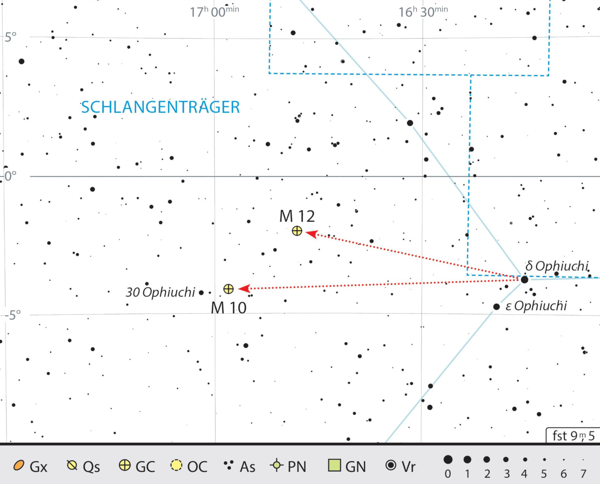 Location map of the two globular clusters M10 and M12 in the constellation of Ophiuchus J. Scholten