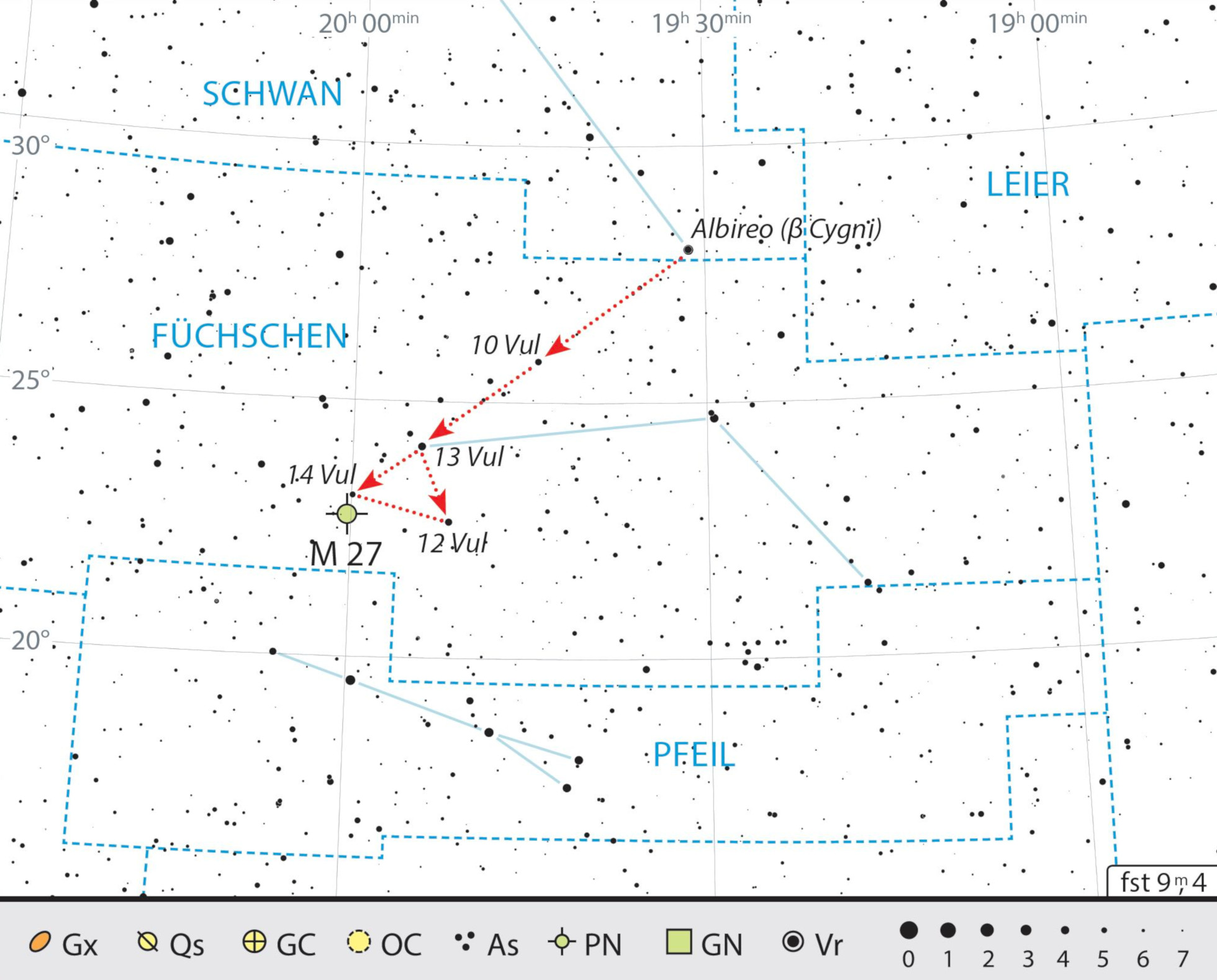 Finding chart for Messier 27. J. Scholten