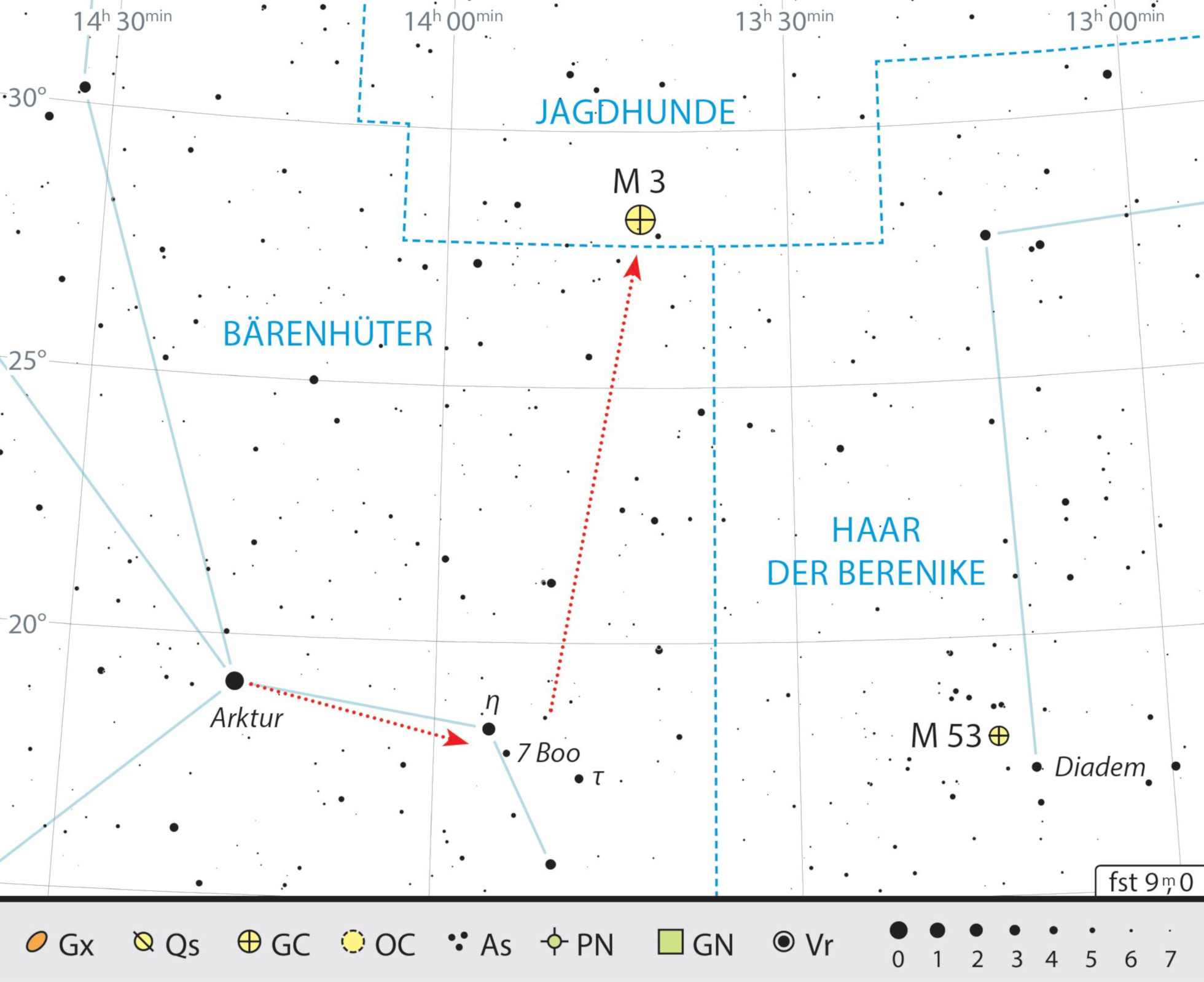 Location map for M3 in the constellation of Canes Venatici . J. Scholte