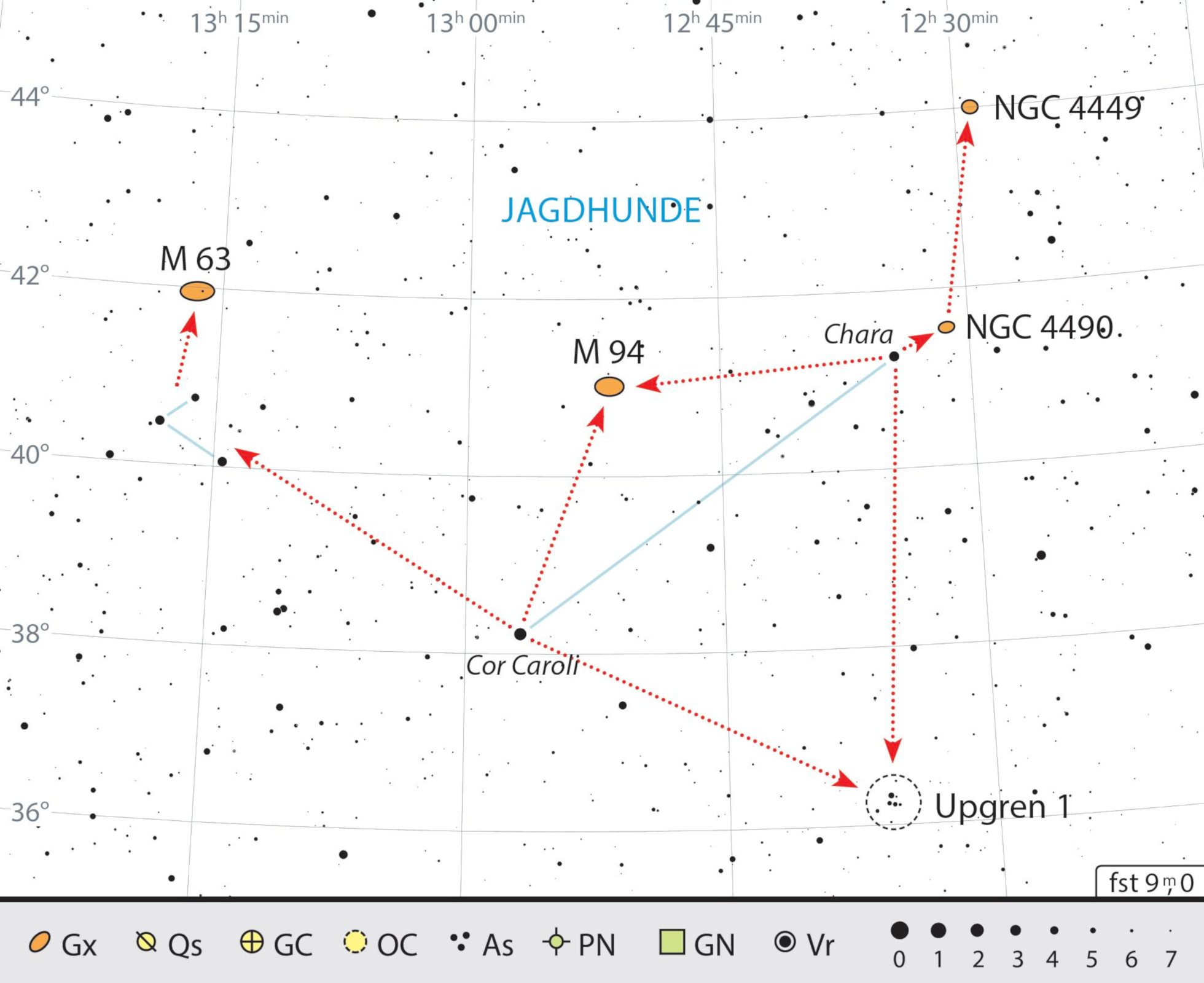 Location map of the objects. Canes Venatici contains few stars, so finding the galaxies can be a challenge. J. Scholten
