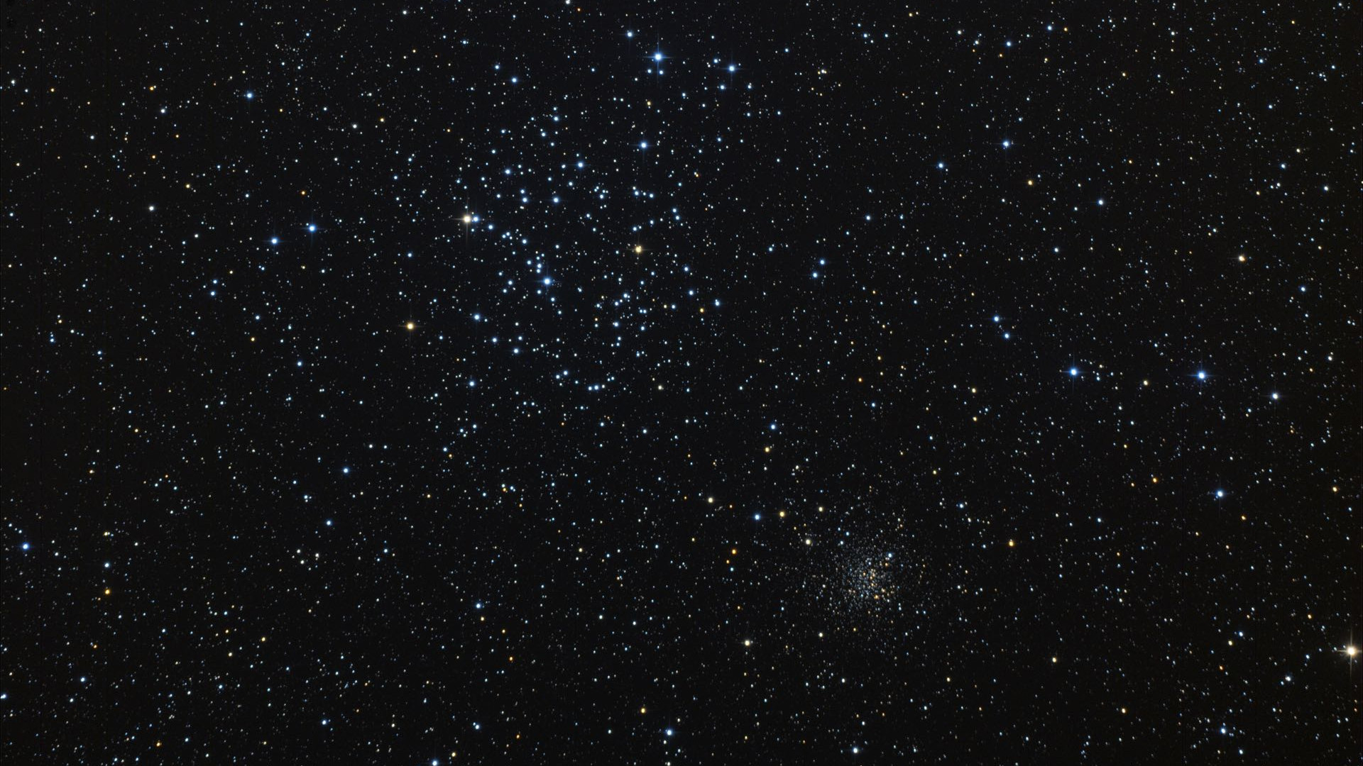 M35 is the highlight of our binoculars tour of Gemini. The open cluster NGC 2158, however, can only be observed with a telescope. Marcus Degenkolbe