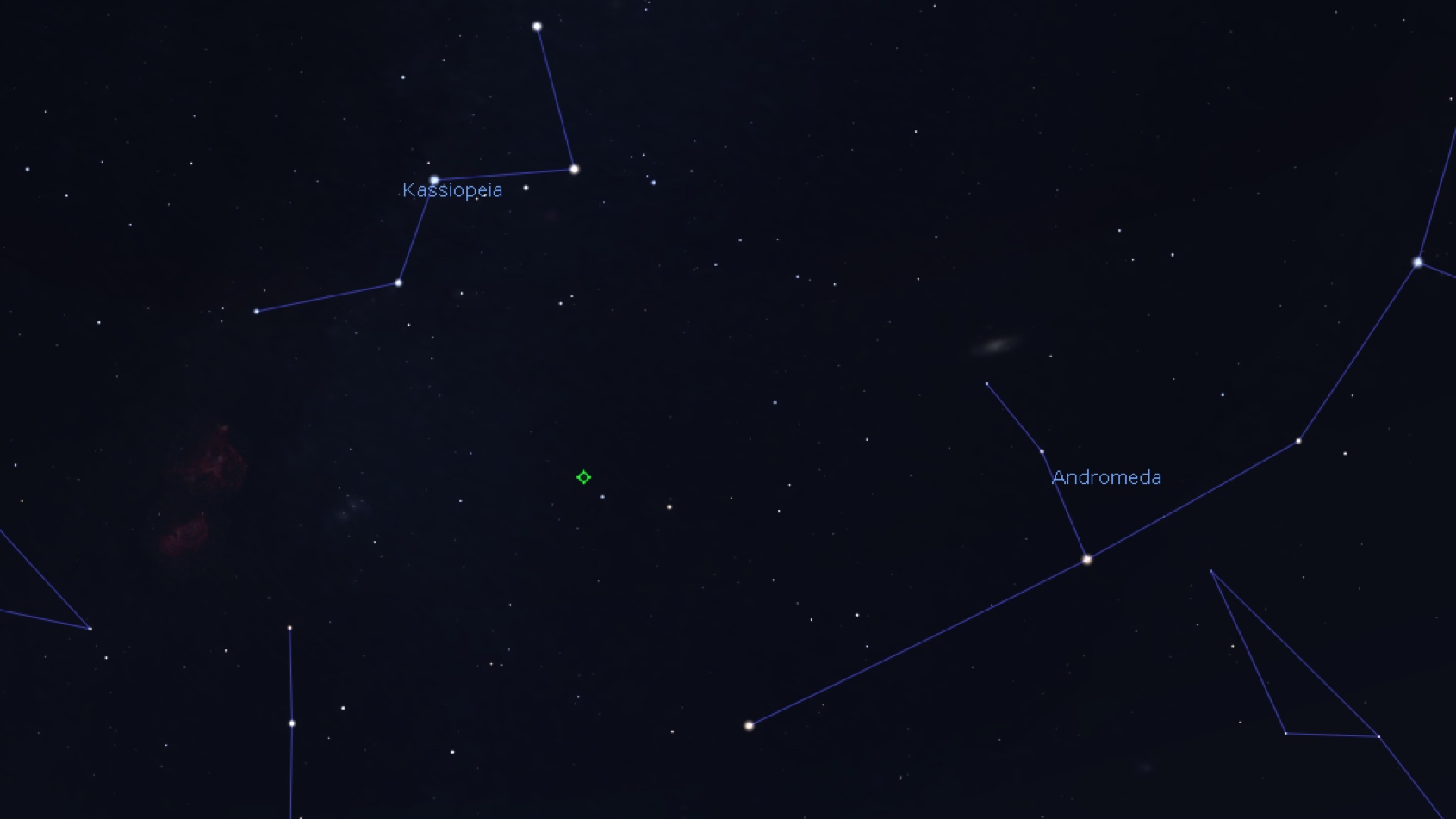 Locating chart for the Little Dumbbell Nebula, Stellarium