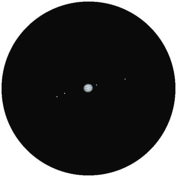 Jupiter through a telescope with a 70mm aperture (simulation). Lambert Spix
