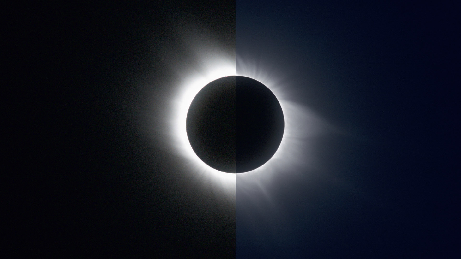Two views of the 2006 total solar eclipse: on the left a single image with 1/8s exposure time and on the right an HDR composite of images with exposure times of 1/8s to 1/1000s. M.Weigand