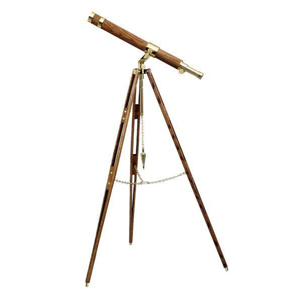 The Glass Eye Brass telescope Cape Cod Designer Series Tripod made of Teak