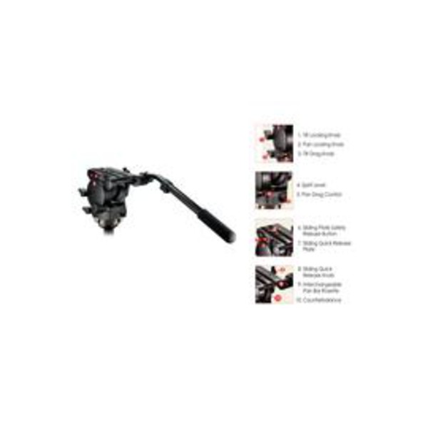 Manfrotto 526 pro fluid video tilt head with 100mm half ball and 357PLV