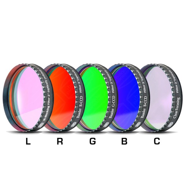 Baader LRGBC-CCD 2" filter set, mounted, RGB with clear glass filters and UV/IR blocking / L filter