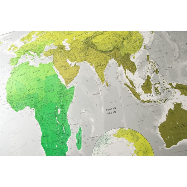 The Future Mapping Company Colour Map Weltkarte groß smaragd-metallic-linde-khaki