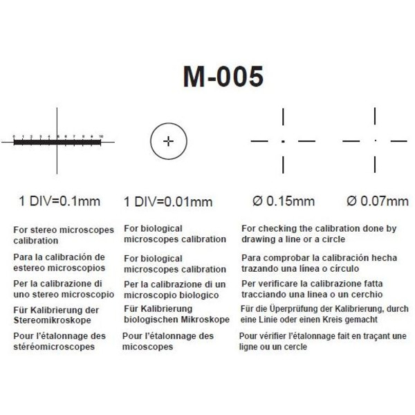 Optika M-005,  graduated slide, range 1 mm, 0.01mm divisions, 26x76 mm