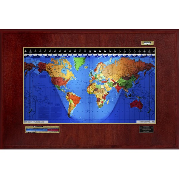 Geochron Boardroom model in real mahogany veneer gold bordered design