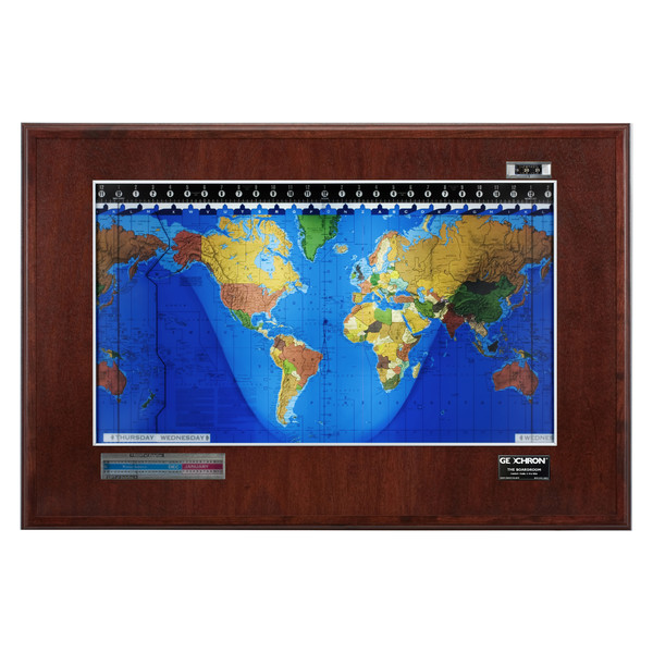 Geochron Boardroom model in real mahogany veneer silver bordered design