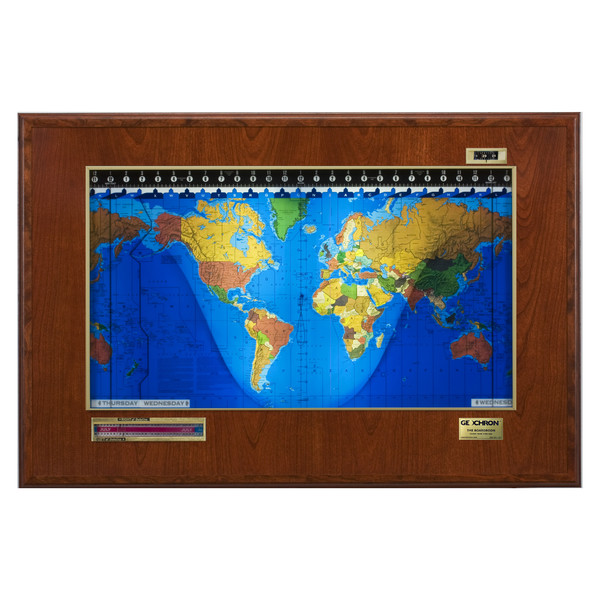 Geochron Boardroom model in real cherry veneer gold bordered design