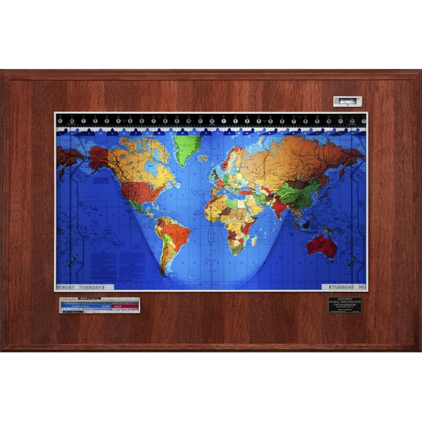 Geochron Boardroom model in real hickory veneer silver bordered design