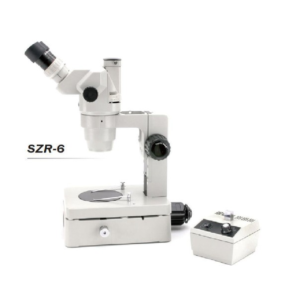 Optika SZR-6 trinocular stereo zoom microscope, base with light, 1 light source