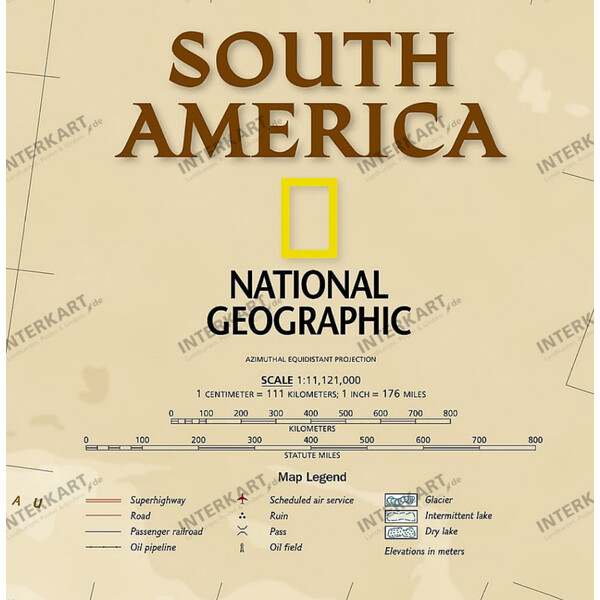National Geographic antique map of South America
