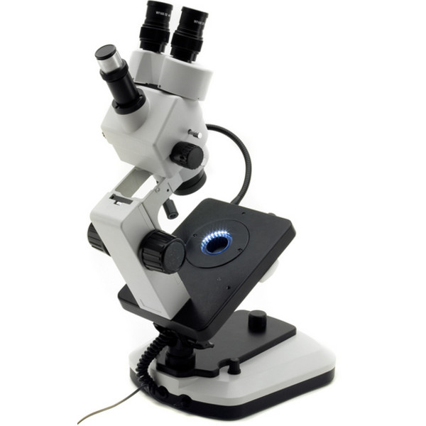 Optika OPTIGEM-2 gemological trinocular stereo zoom microscope, tiltable stand