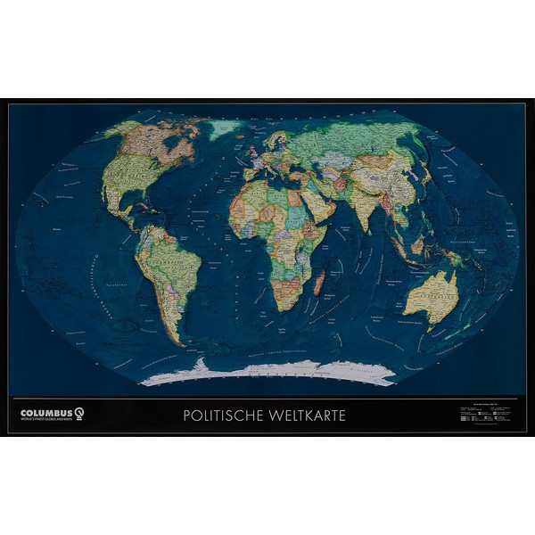 Columbus TWKGF2520BL large format satellite / political world map, ting compatible