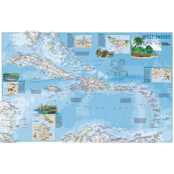 National Geographic Regional map West Indies - 2-sided