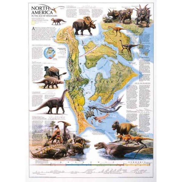 National Geographic Regional map Dinosaur of North America