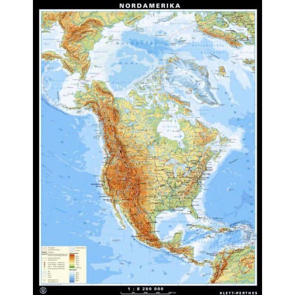 Klett-Perthes Verlag Continental map North America physical / political (P) 2-sided