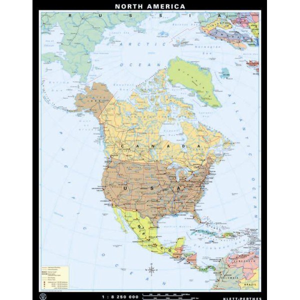 Klett-Perthes Verlag Continental map North America physical / political (P) 2-sided