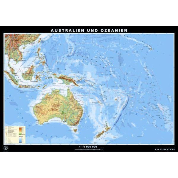 Klett-Perthes Verlag Continent map Australien and Ozeanien physical / political (P) 2-sided