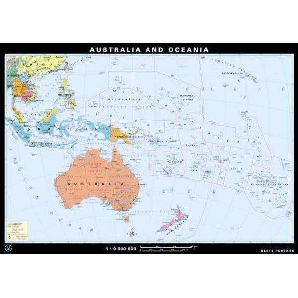 Klett-Perthes Verlag Continent map Australien and Ozeanien physical / political (P) 2-sided