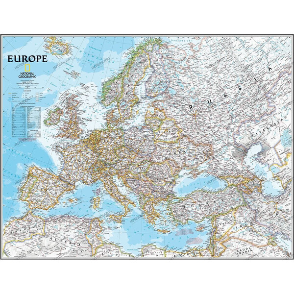 National Geographic Continental map Europe politically largely laminates