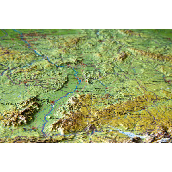 Georelief 3D relief map of Germany, small (in German)