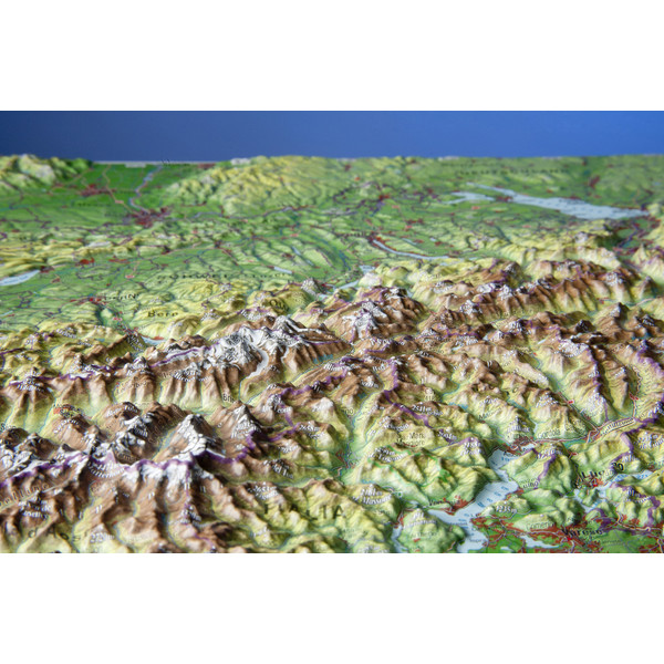 Georelief Map Schweiz (39x29) 3D Reliefkarte mit Holzrahmen