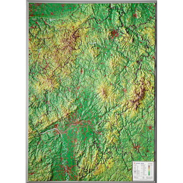 Georelief Large 3D relief map of Hesse (in German)