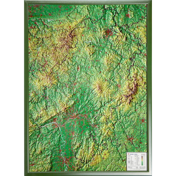 Georelief Large 3D relief map of Hesse (in German)